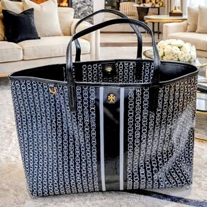 Tory Burch Chain Pattern Black and White Tote